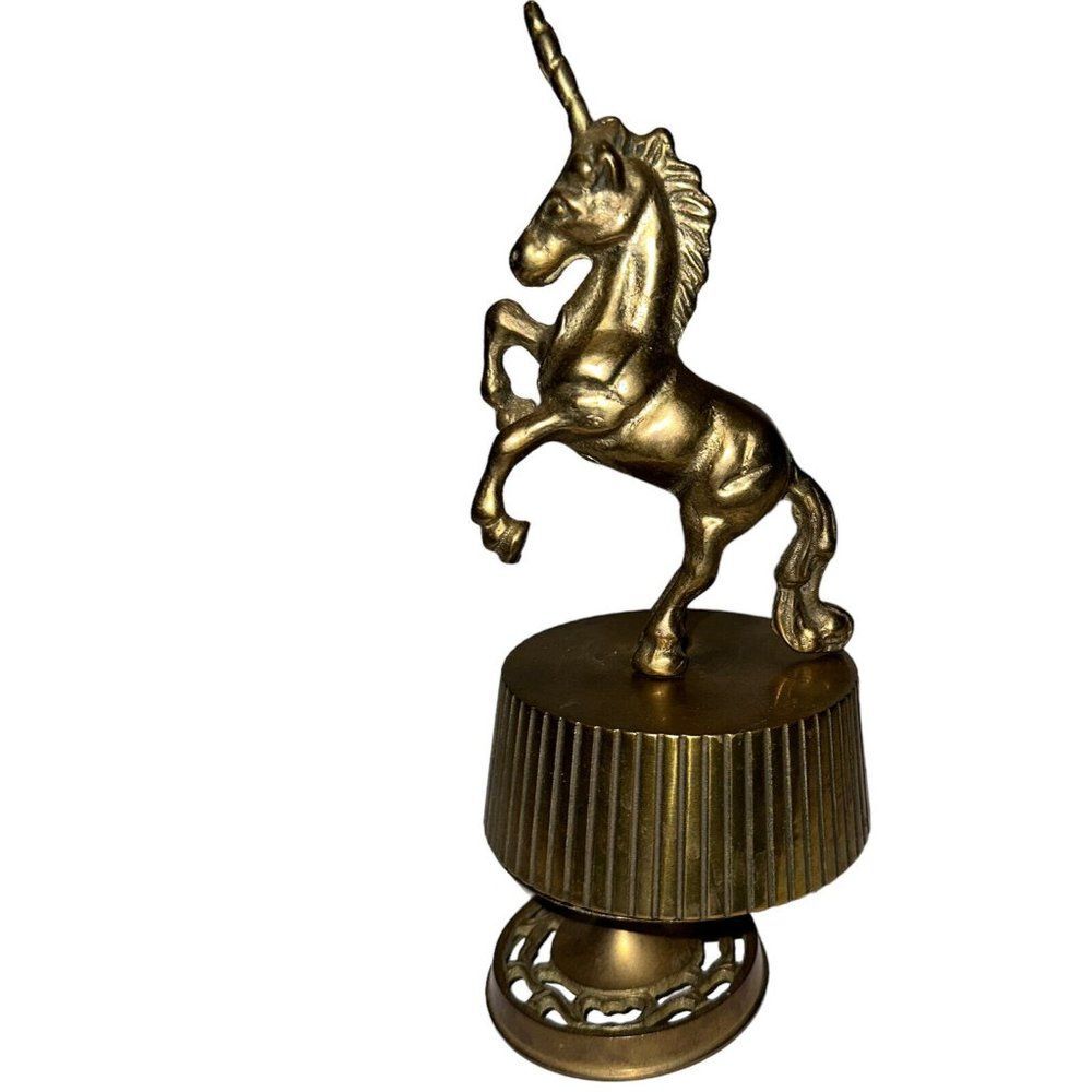 VTG Brass Prancing Unicorn Horse music box Disney It’s A Small World PATINA work
